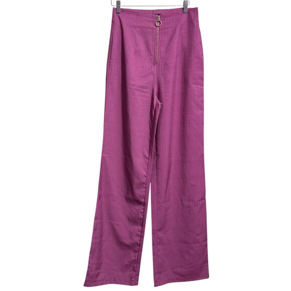 Kyo pink purple pin stripe high rise TALL trousers with pockets - women's 6 - Picture 1 of 6